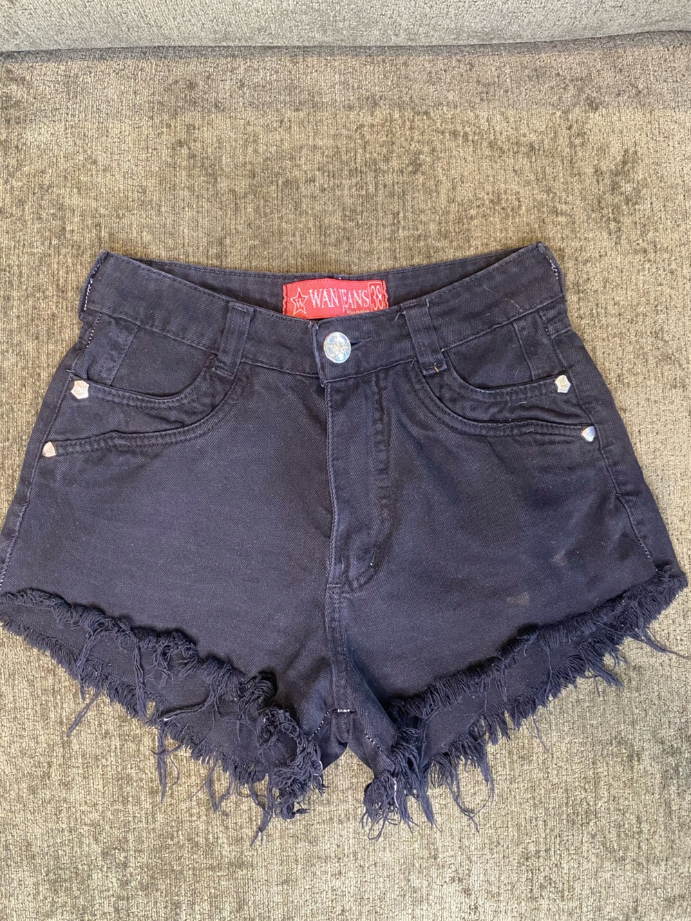 Black High-Rise Denim Jean Shorts